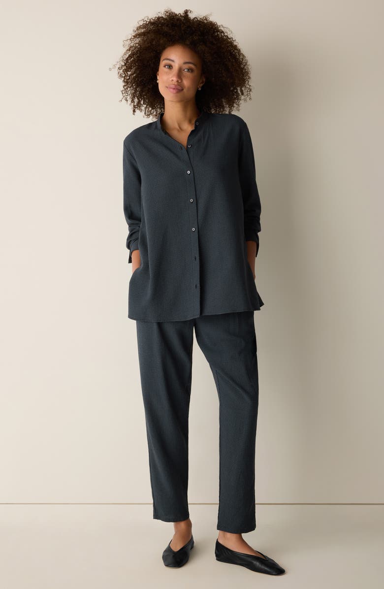 Eileen Fisher Oversize Band Collar Button-Up Shirt, Alternate, color, Eucalyptus