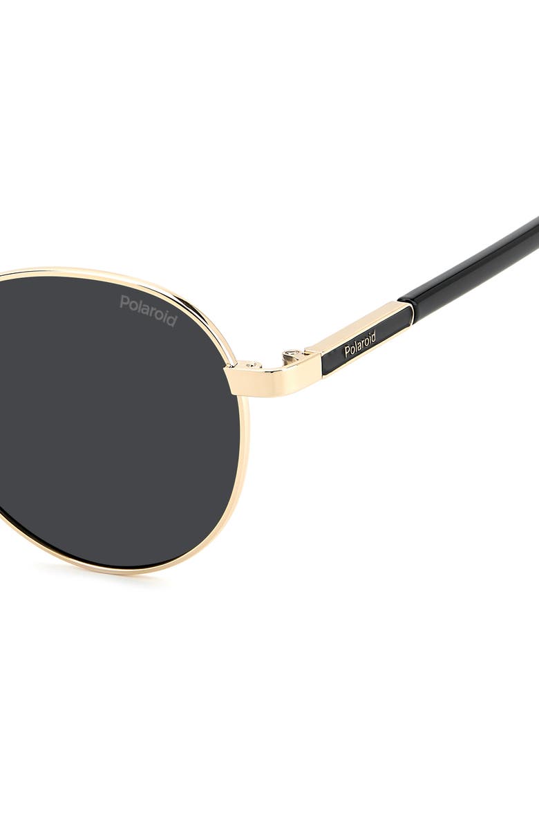 Polaroid 53mm Polarized Round Sunglasses, Alternate, color, Gold Grey/ Grey