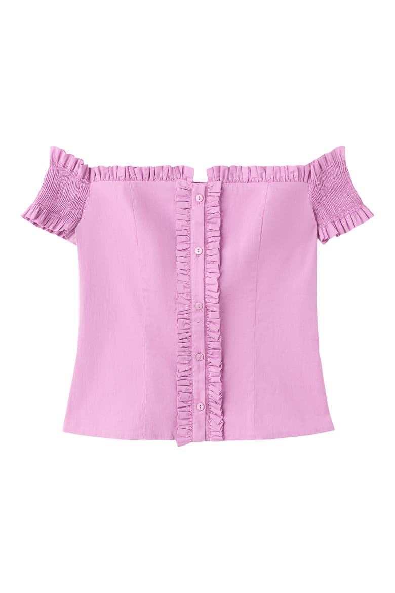 Starring Hailey Bieber Dreyfus Off the Shoulder Shirt, Alternate, color, PASTEL PINK
