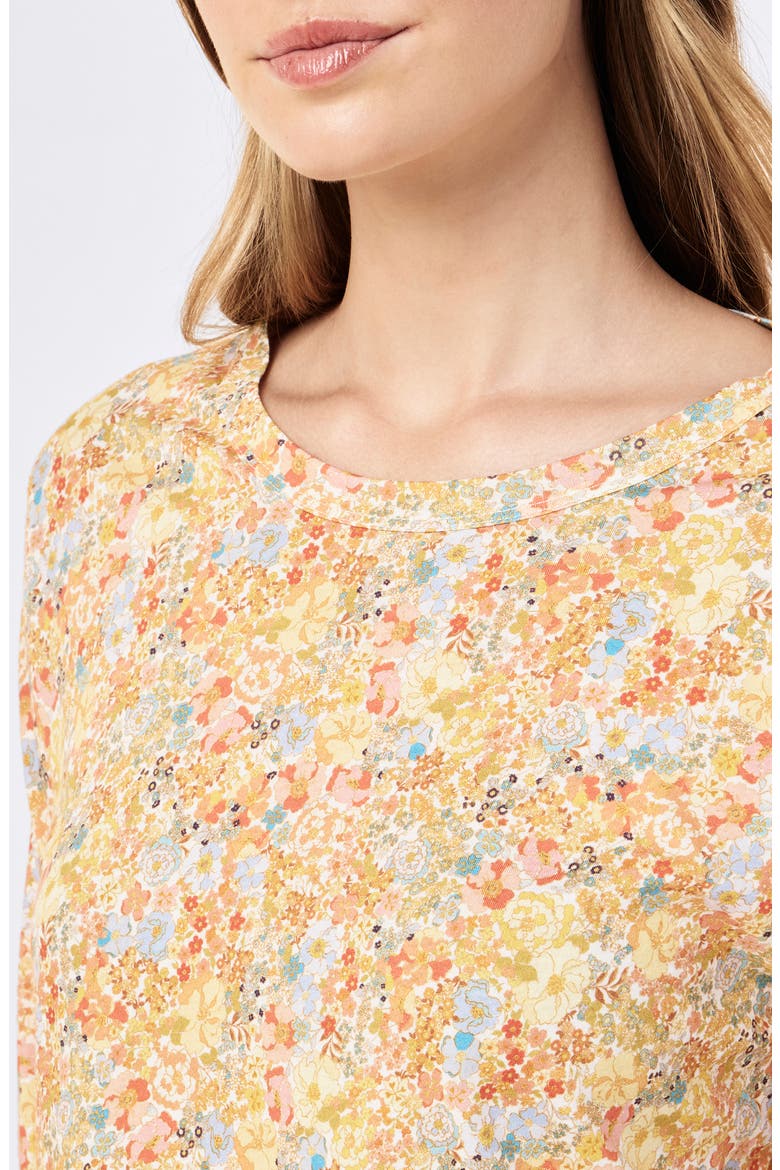 Carly Floral Print Organic Cotton Pajamas, Alternate, color, HONEY YELLOW