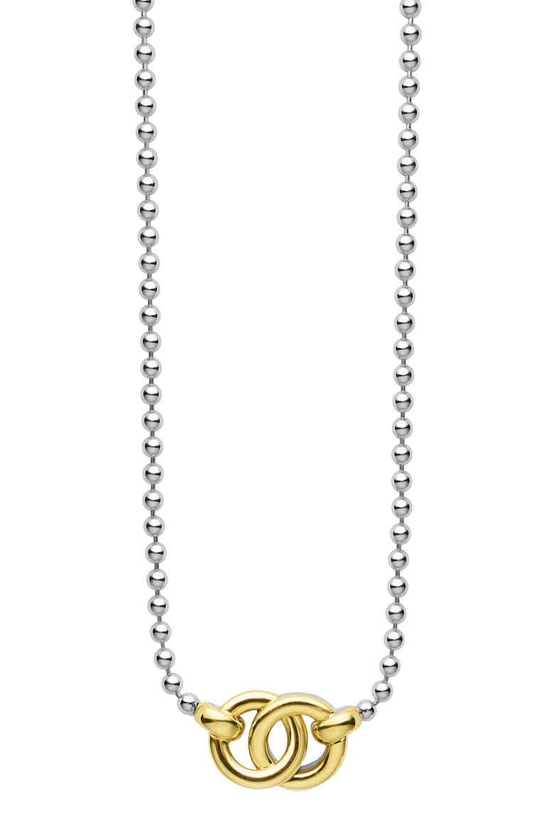 Two-Tone Interlocking Circle Pendant Ball Chain Necklace video