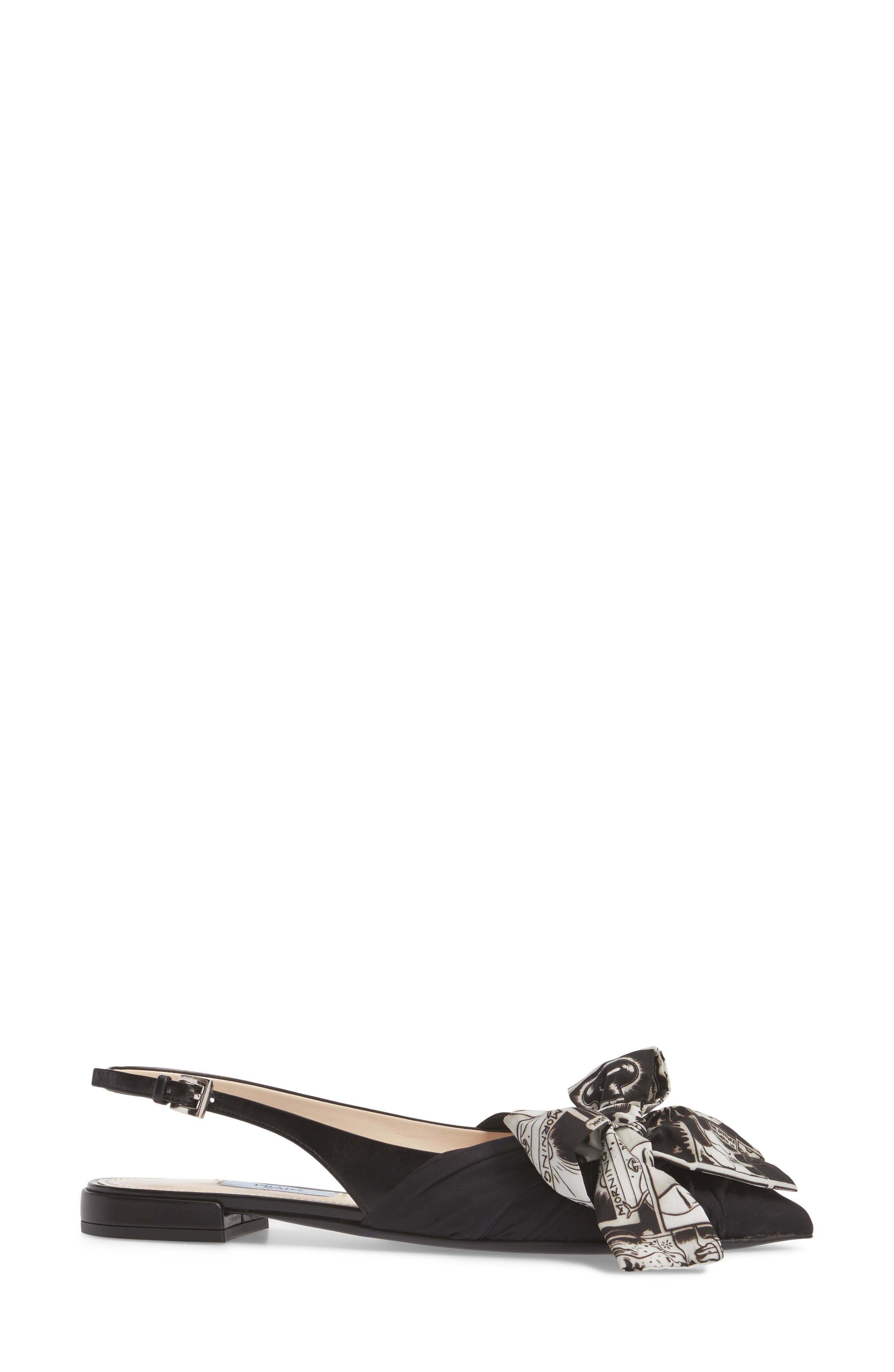 Prada Bow Pointy Toe Bow Flat, Alternate, color, 