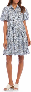 Karen Kane Tiered Puff Sleeve Shirtdress