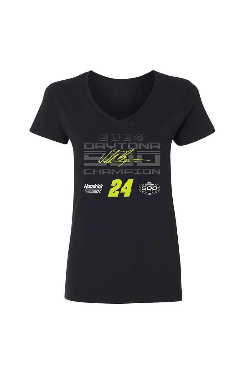 CHECKERED FLAG Women's Checkered Flag Sports  Heather Charcoal William Byron 2024 Daytona 500 Champion Exclusive V-Neck T-Shirt, Alternate, color, 