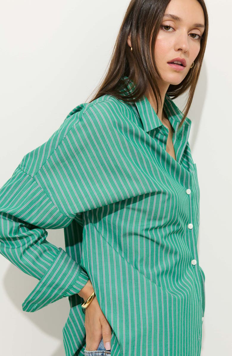 Alex Mill Jo Stripe Oversize Cotton Button-Up Shirt, Alternate, color, Jade Green