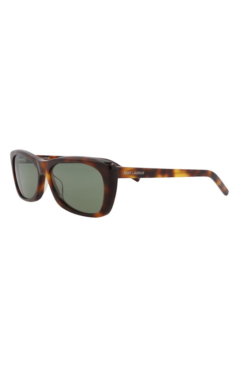 Saint Laurent 58mm Rectangular Sunglasses, Alternate, color, Havana Havana Green
