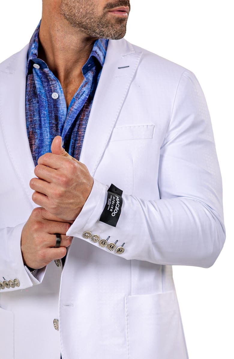 Maceoo Unconstructed Marthyr030 White Stretch Peak Lapel Blazer, Alternate, color, White