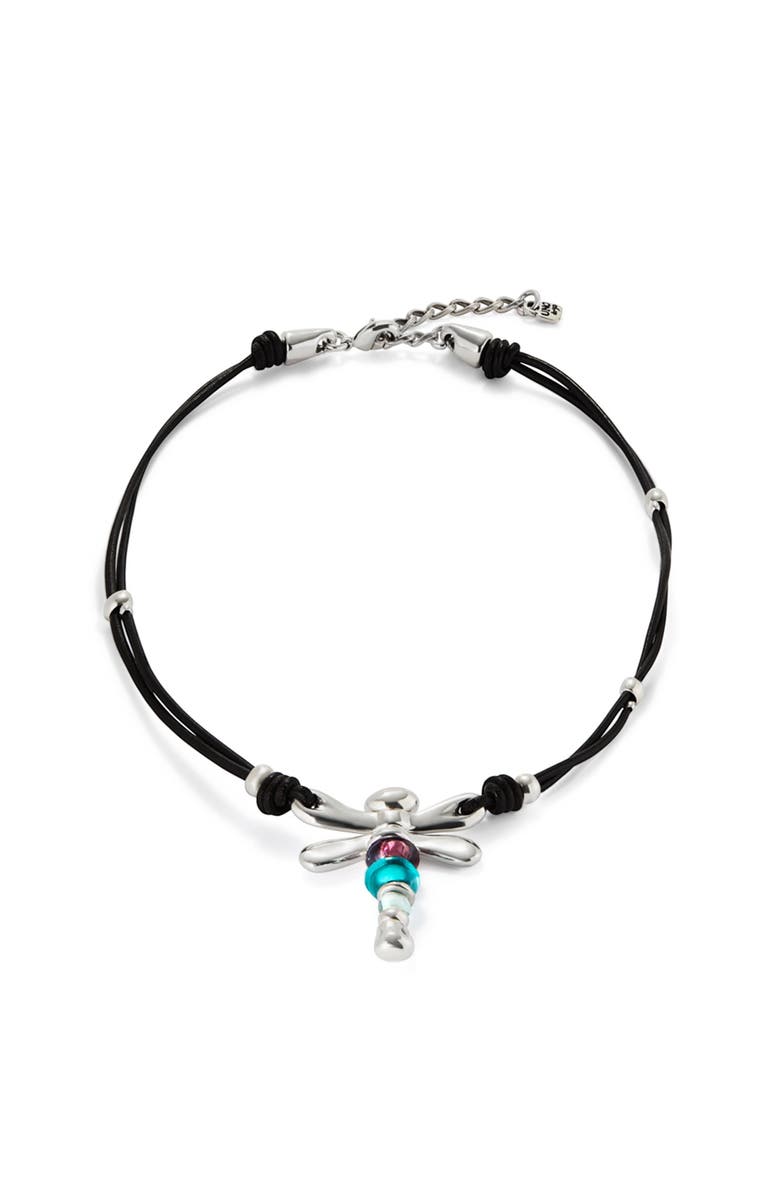 UNODE50 Dragonfly Leather Necklace, Alternate, color, Silver