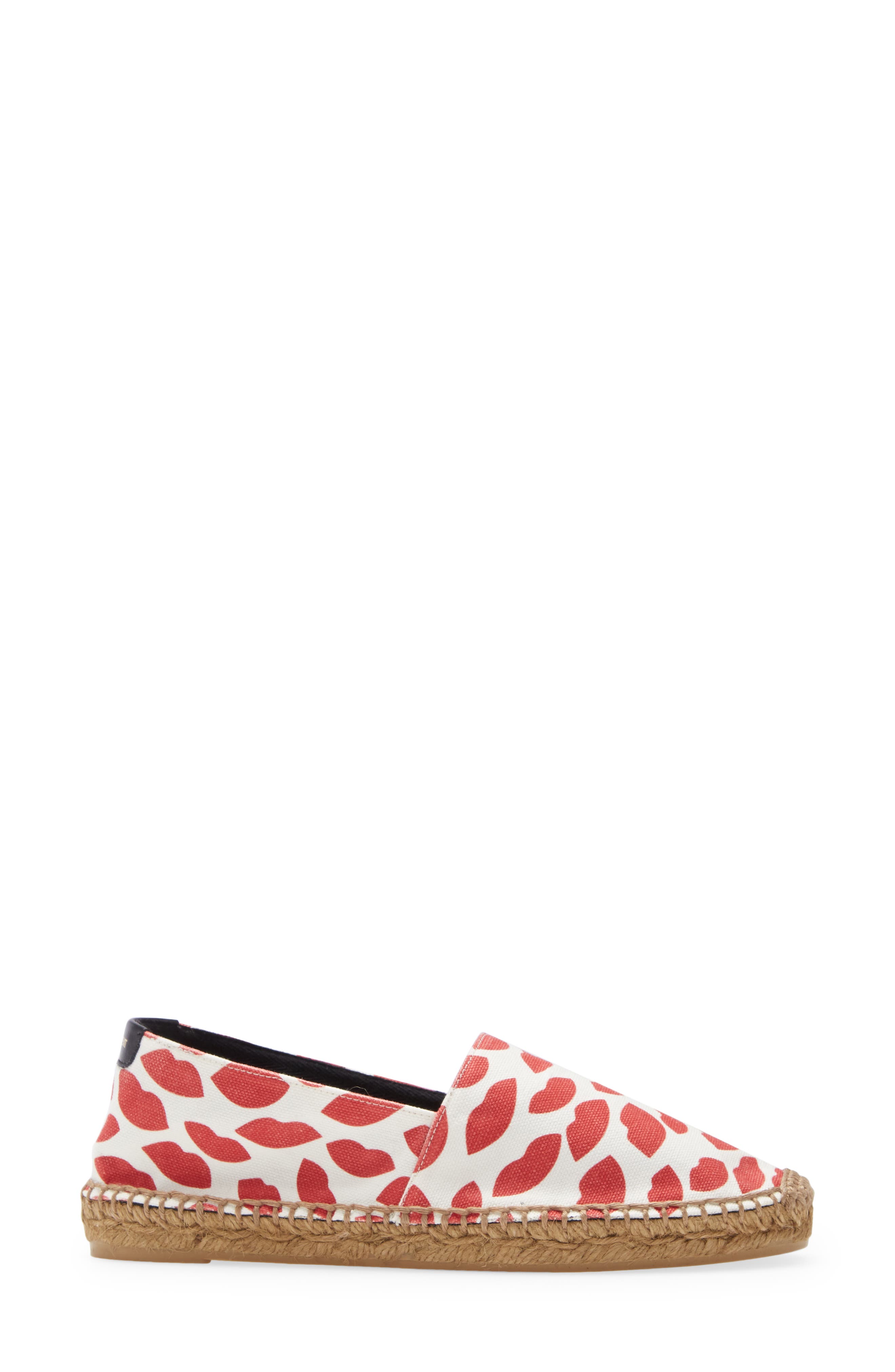 Saint Laurent Lip Print Espadrille Flat, Alternate, color, 