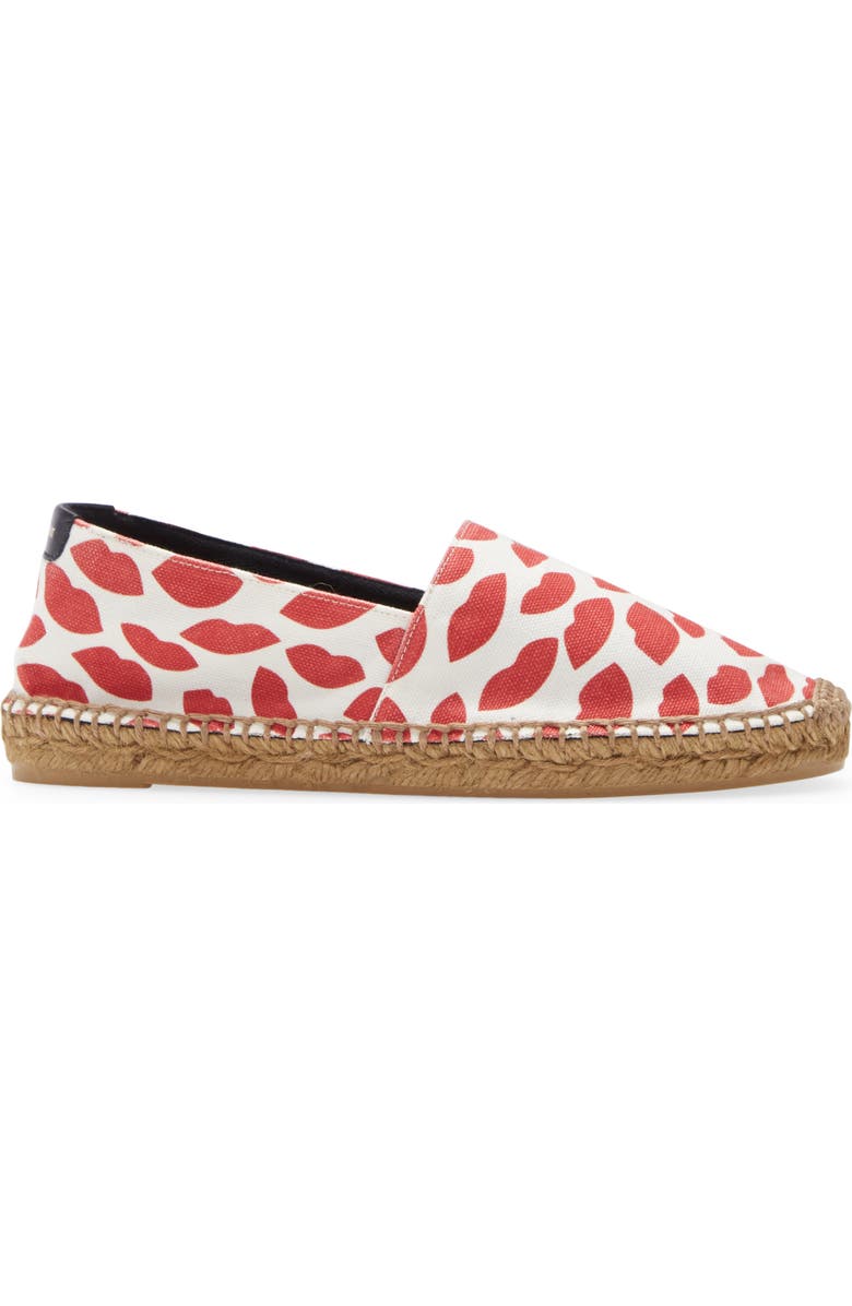 Saint Laurent Lip Print Espadrille Flat, Alternate, color,