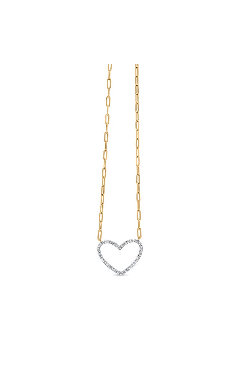 Haus of Brilliance 14K Yellow Gold Plated Silver 1/4 Cttw Diamond Heart with Paperclip Chain Necklace, Alternate, color, Yellow
