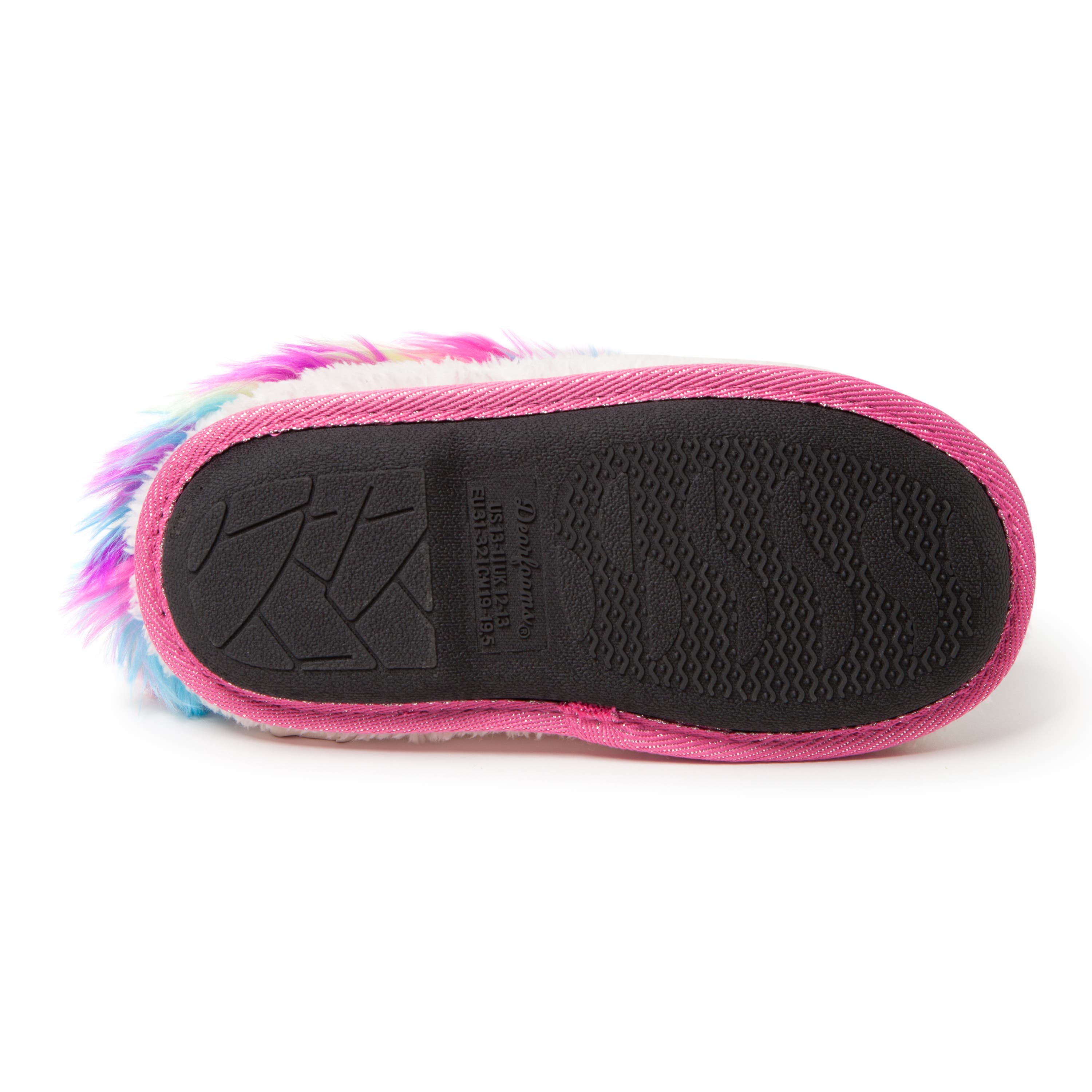 DEARFOAMS Kids' Peyton Novelty Unicorn Fuzzy Slipper, Alternate, color, Paradise Pink