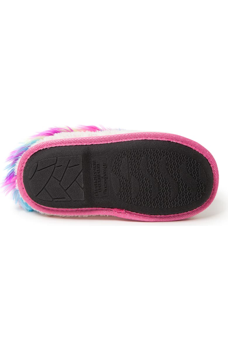 DEARFOAMS Kids' Peyton Novelty Unicorn Fuzzy Slipper, Alternate, color, Paradise Pink