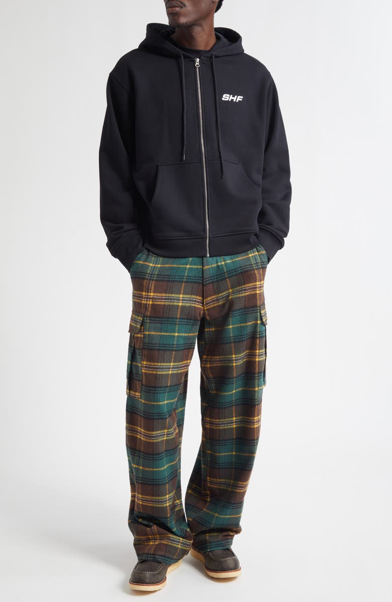 Sky High Farm Workwear Gender Inclusive Flower Logo Regenerative Cotton Graphic Hoodie, Alternate, color, Black