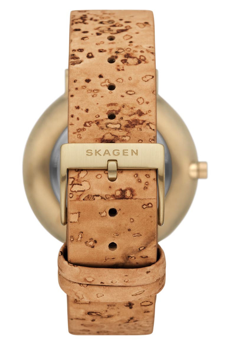 Aaren Naturals Cork Leather Alternative Strap Watch, 36mm, Alternate, color, BEIGE