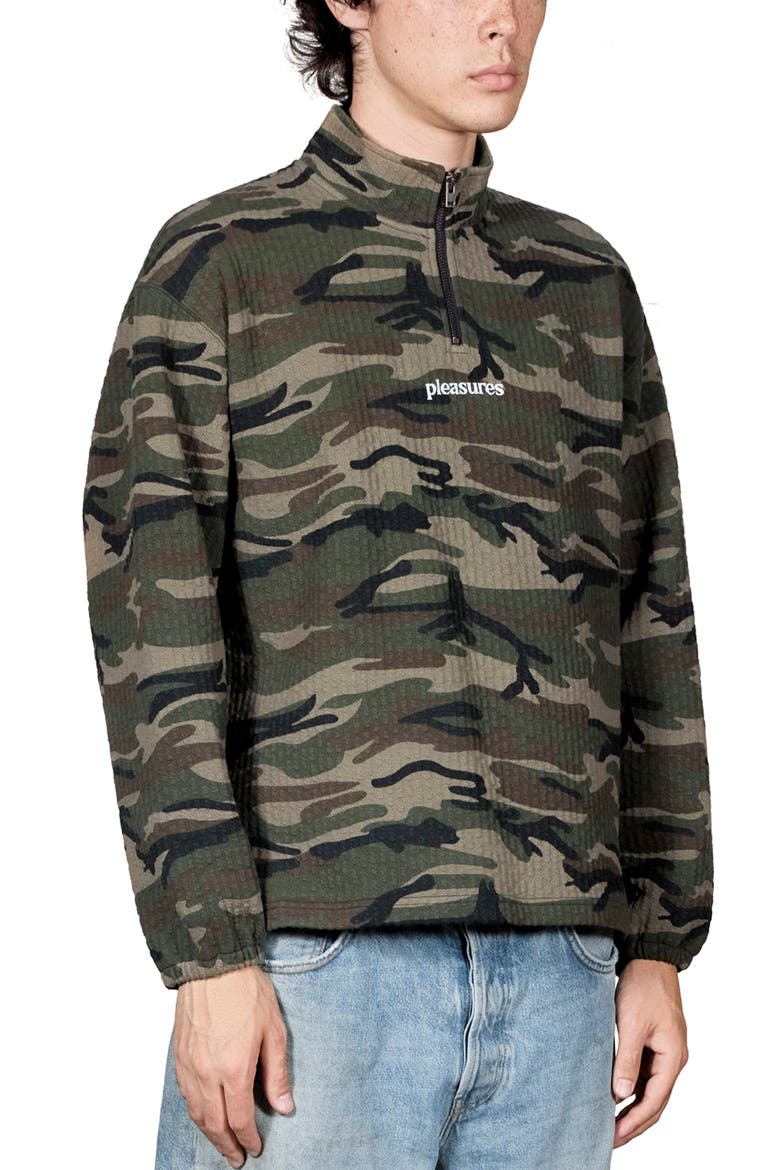 Textured Camo Quarter Zip Pullover, Alternate, color, CAMO