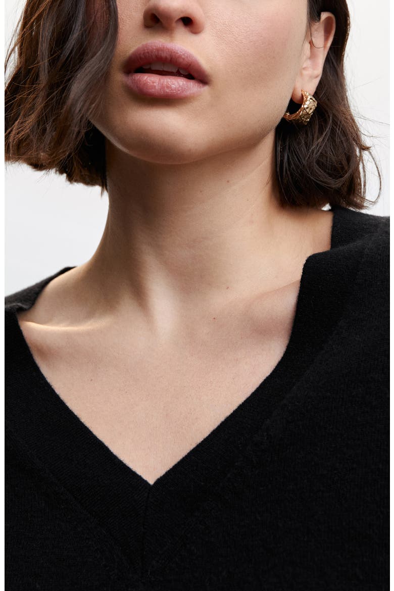 V-Neck Wool Sweater, Alternate, color, BLACK