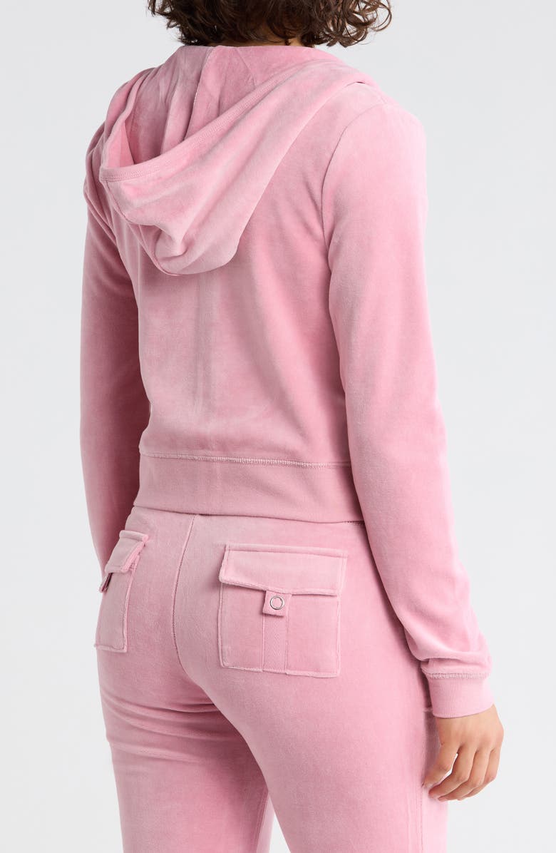 Juicy Couture Heritage Velour Zip-Up Hoodie, Alternate, color, Rose