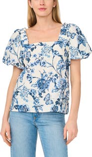 CeCe Puff Sleeve Cotton Top