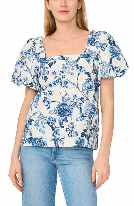 CeCe Puff Sleeve Cotton Top
