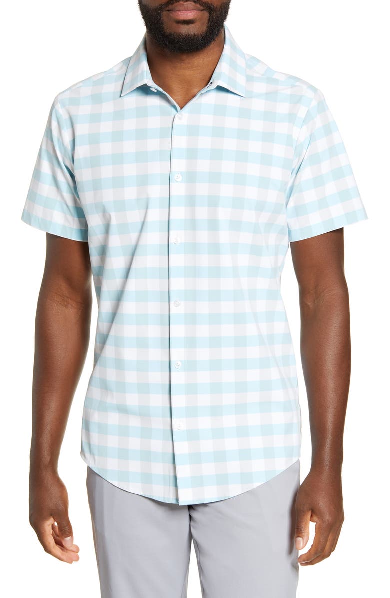 Mizzen+Main Mizzen + Main Leeward Trim Fit Check Button-Up Performance Shirt, Main, color, 
