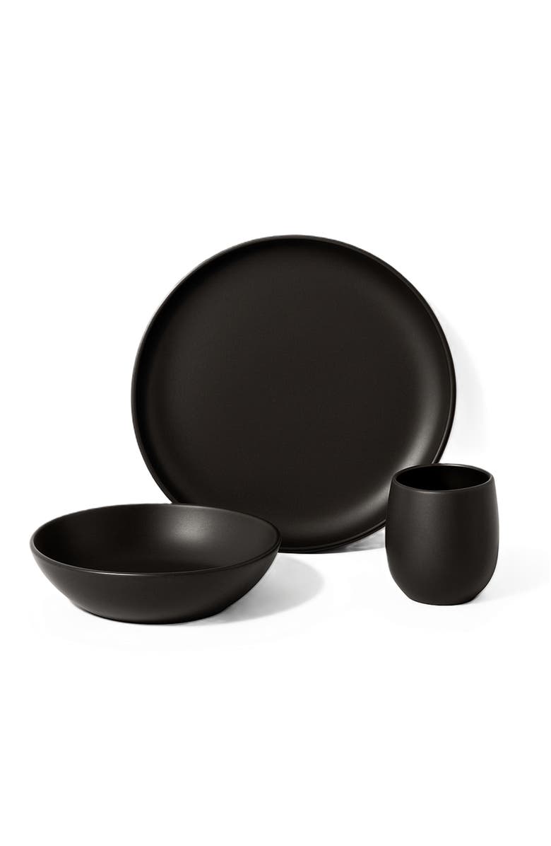 Gharyan Stoneware Gourmet Breakfast Dishes, Set of 12, Main, color, Matte Black