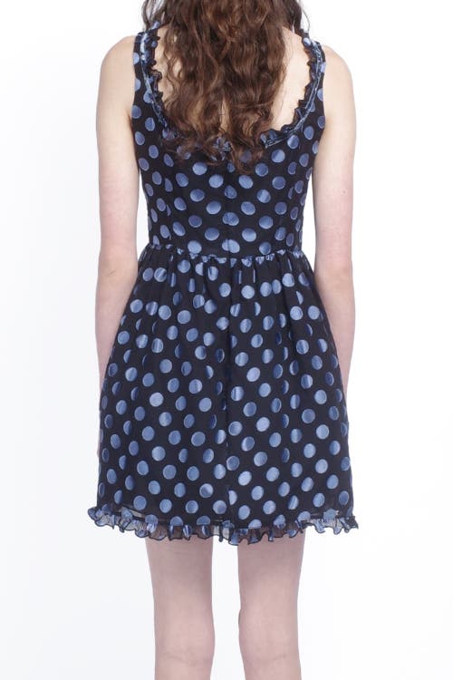 Anna Sui Dot Chiffon Ruffle Mini Dress In Cornflower Multi