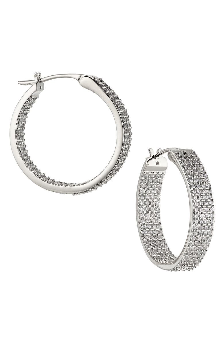 Nadri Pavé Cubic Zirconia Inside Out Hoop Earrings, Main, color, 