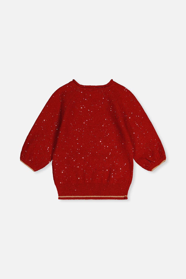 3/4 Sleeve Heart Graphic Ribbed Cuff Knitted Sweater, Alternate, color, Rouge