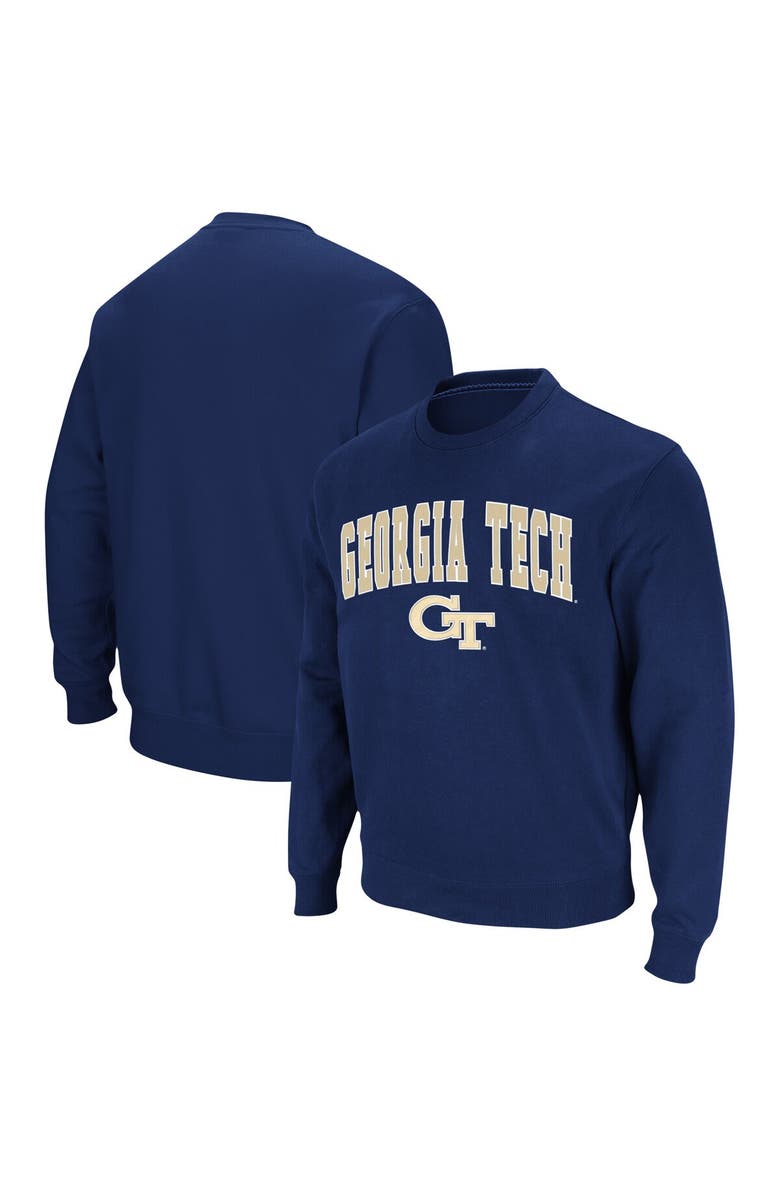 COLOSSEUM Men's Colosseum Navy Georgia Tech Yellow Jackets Team Arch & Logo Tackle Twill Pullover Sweatshirt, Main, color, Navy