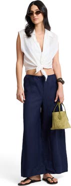 Onia Air Linen Drawstring Wide Leg Pant
