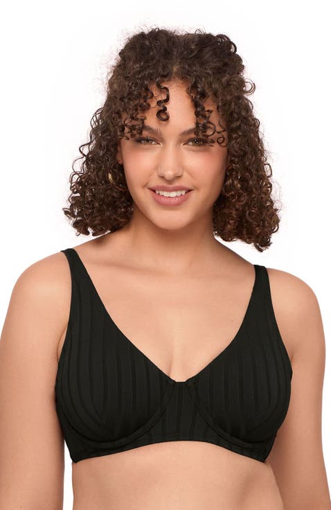 Supportive and Sculpting Wide Ribbed Tall Underwire Bikini Swimsuit Top