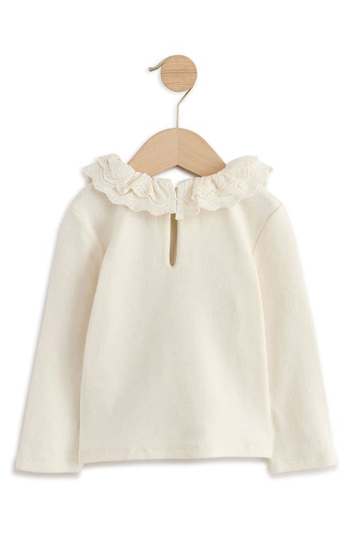 Next Kids' Eyelet Collar Long Sleeve Top In White