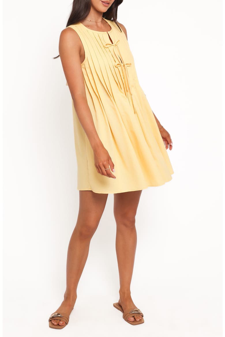 Madeline Pintuck Tie Front Minidress, Main, color, BUTTER YELLOW