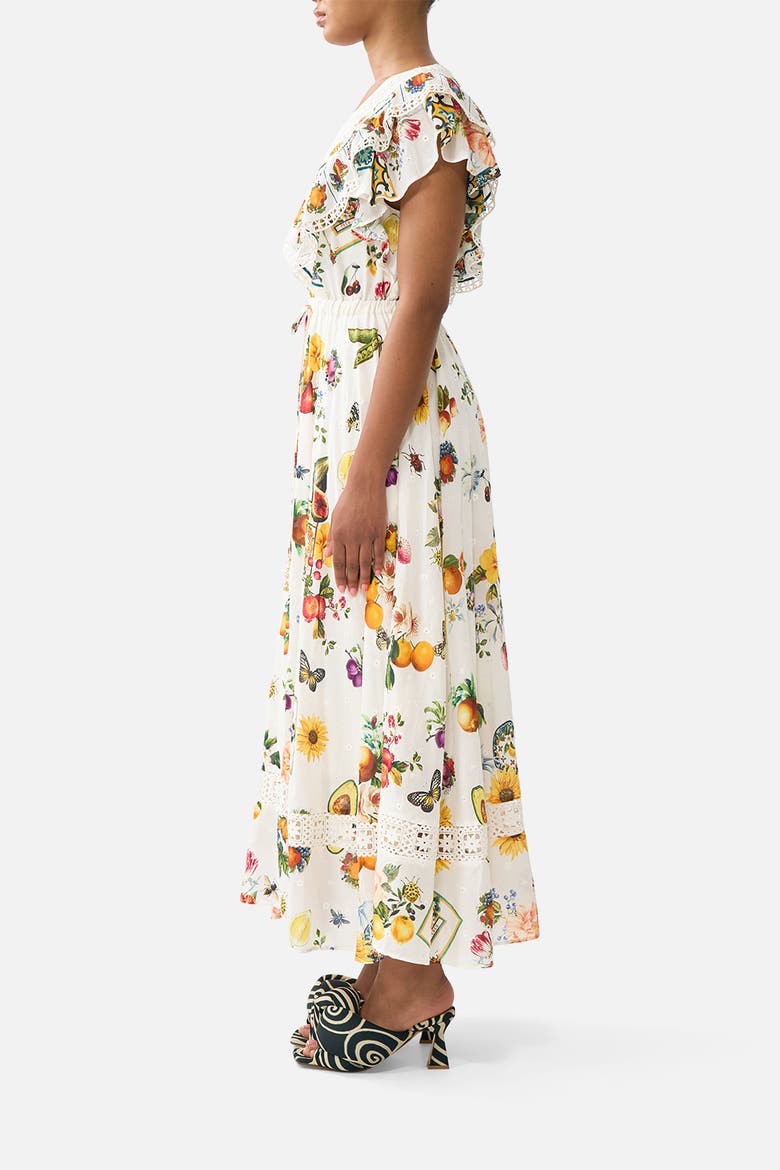 Flutter Sleeve Midi Dress With Frill Detail, Alternate, color, Magic Of The Mercado