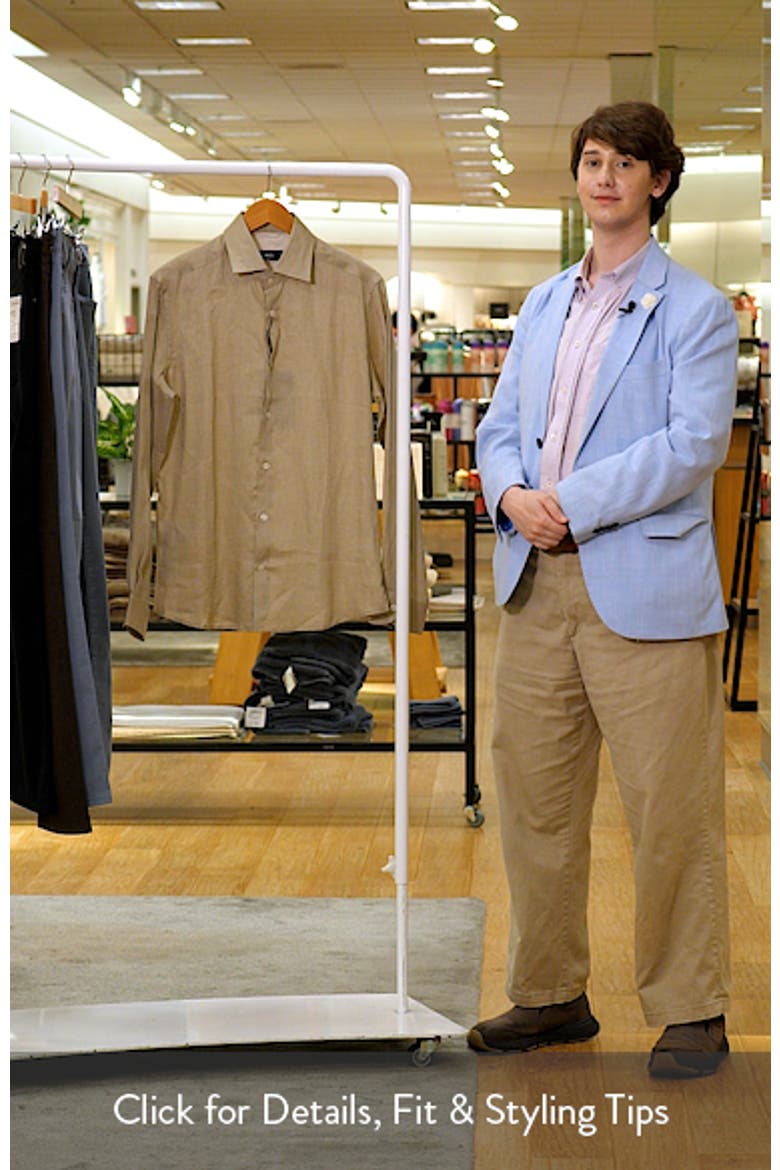 Slim Fit Linen Button-Up Shirt video