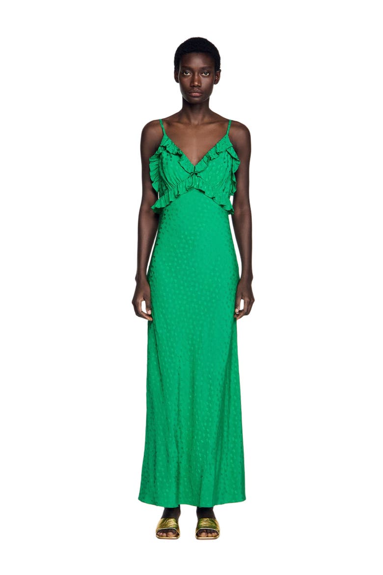 Maxi dress with straps, Main, color, Green