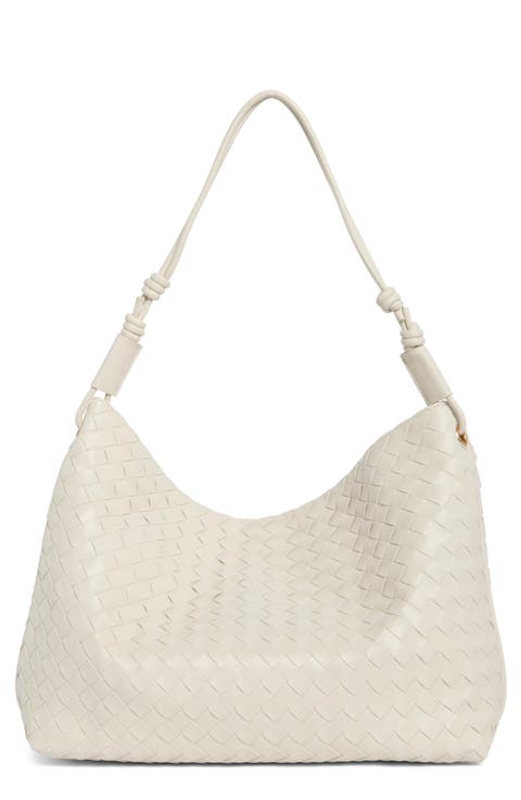 Woven Faux Leather Hobo