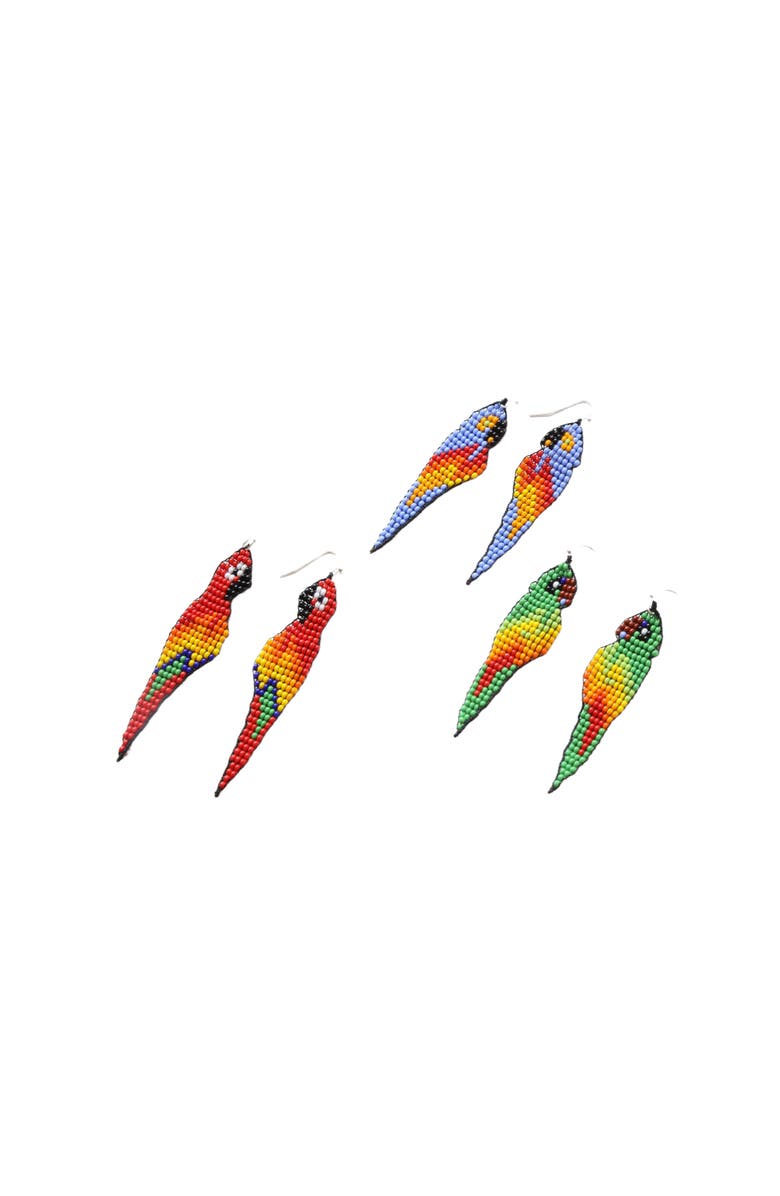 Fosterie Green Parrot Earrings, Alternate, color, 