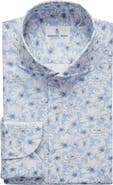 Emanuel Berg Modern Fit Floral Cotton & Linen Blend Button-Up Shirt