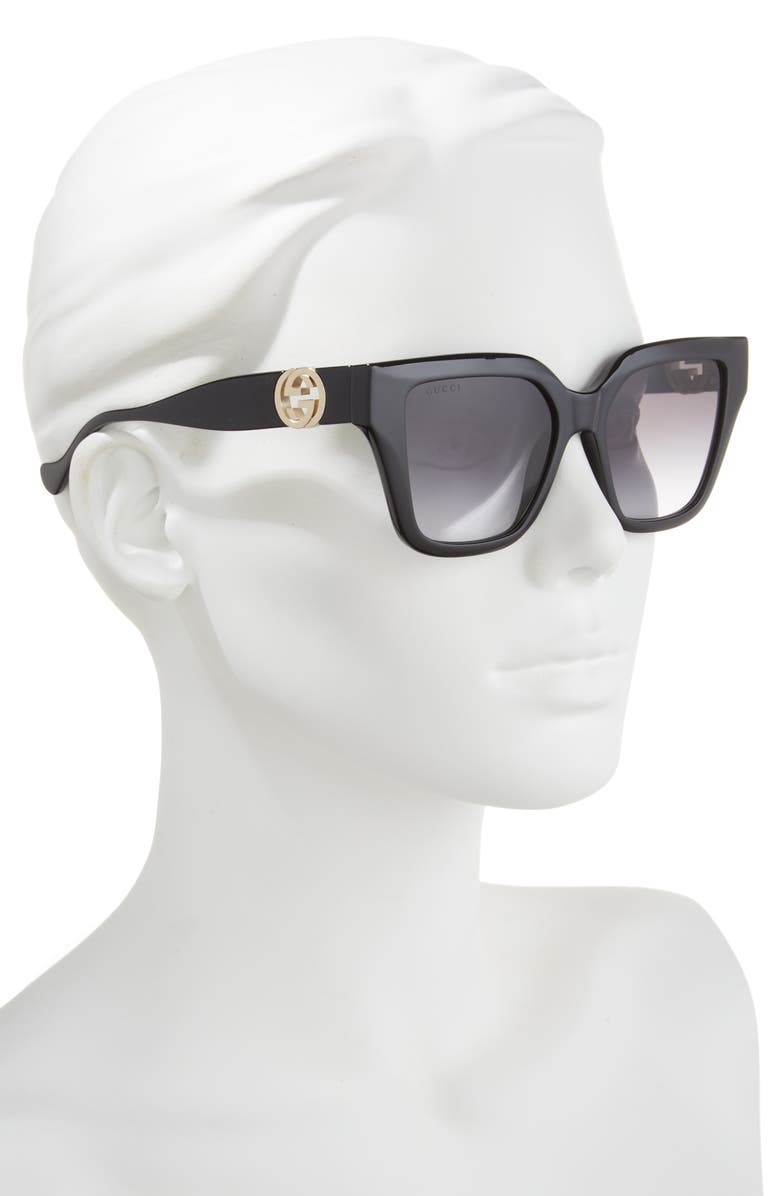 Gucci 54mm Square Sunglasses, Alternate, color, Black Grey