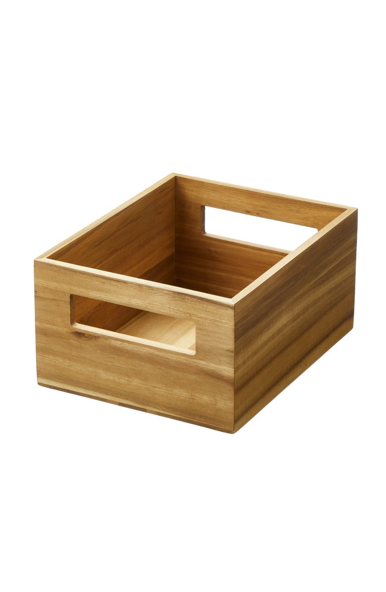iDesign Acacia Wood Pantry Storage Bin with Handles, Alternate, color, Natural