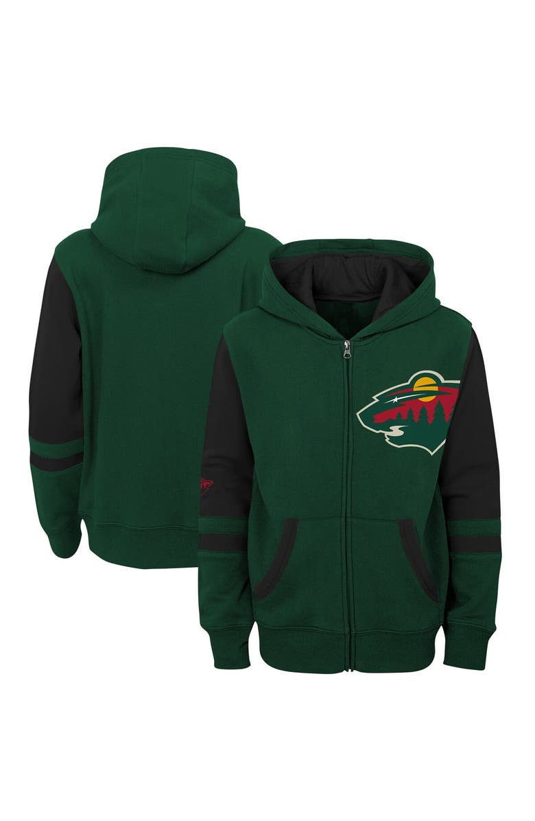 Outerstuff Youth Green Minnesota Wild Face Off Color Block Full-Zip Hoodie, Main, color,