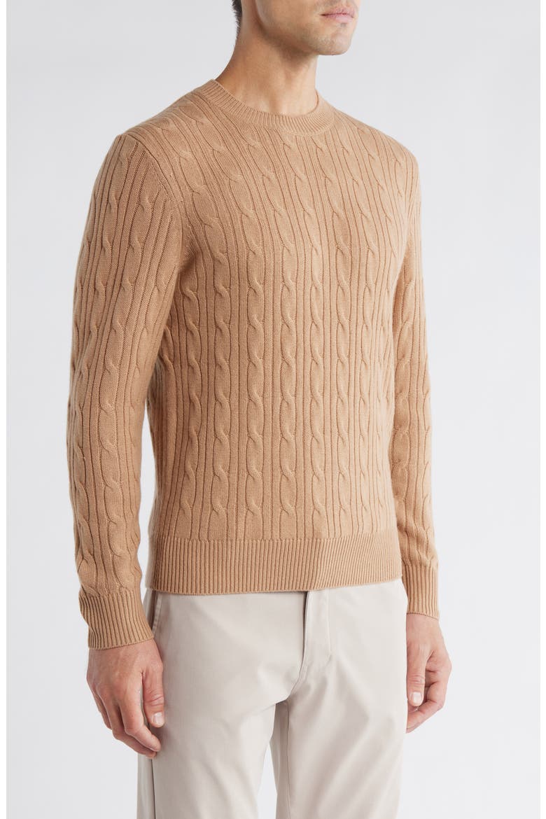 Hetico Cable Stitch Virgin Wool & Cashmere Sweater, Alternate, color, MEDIUM BEIGE