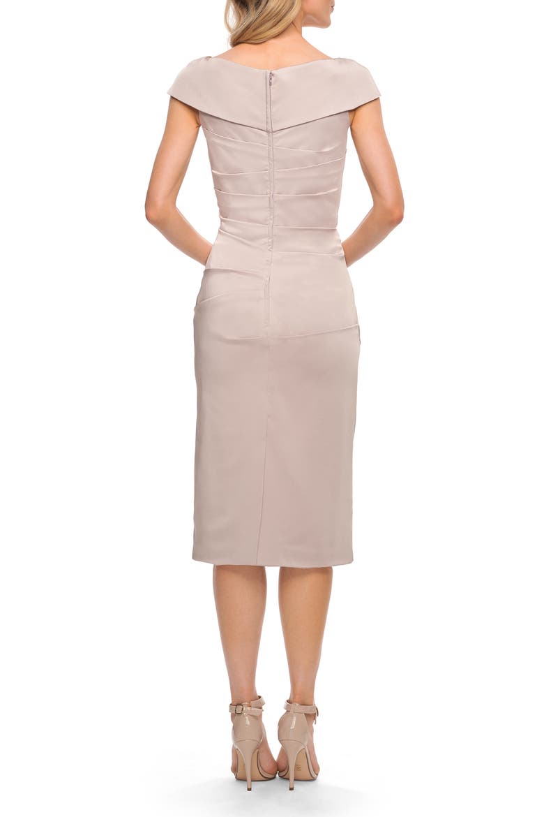 Chic Short Evening Dress with Pleating, Alternate, color, Frost Rose