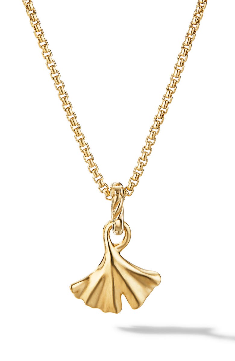 David Yurman Ginkgo 18K Gold & Pavé Diamond Amulet, Alternate, color,