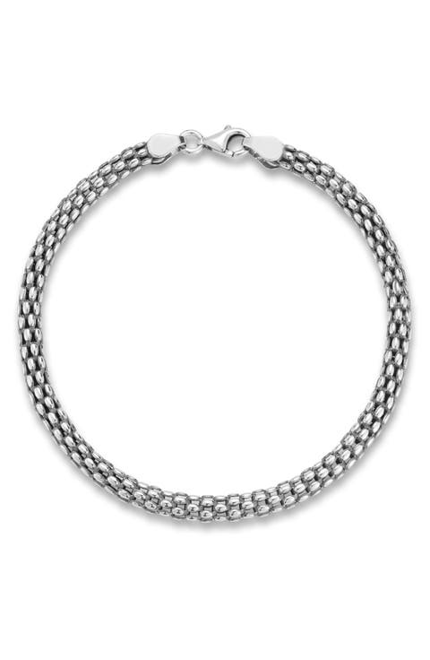 Men's Oxidized Sterling Silver Popcorn Link Bracelet