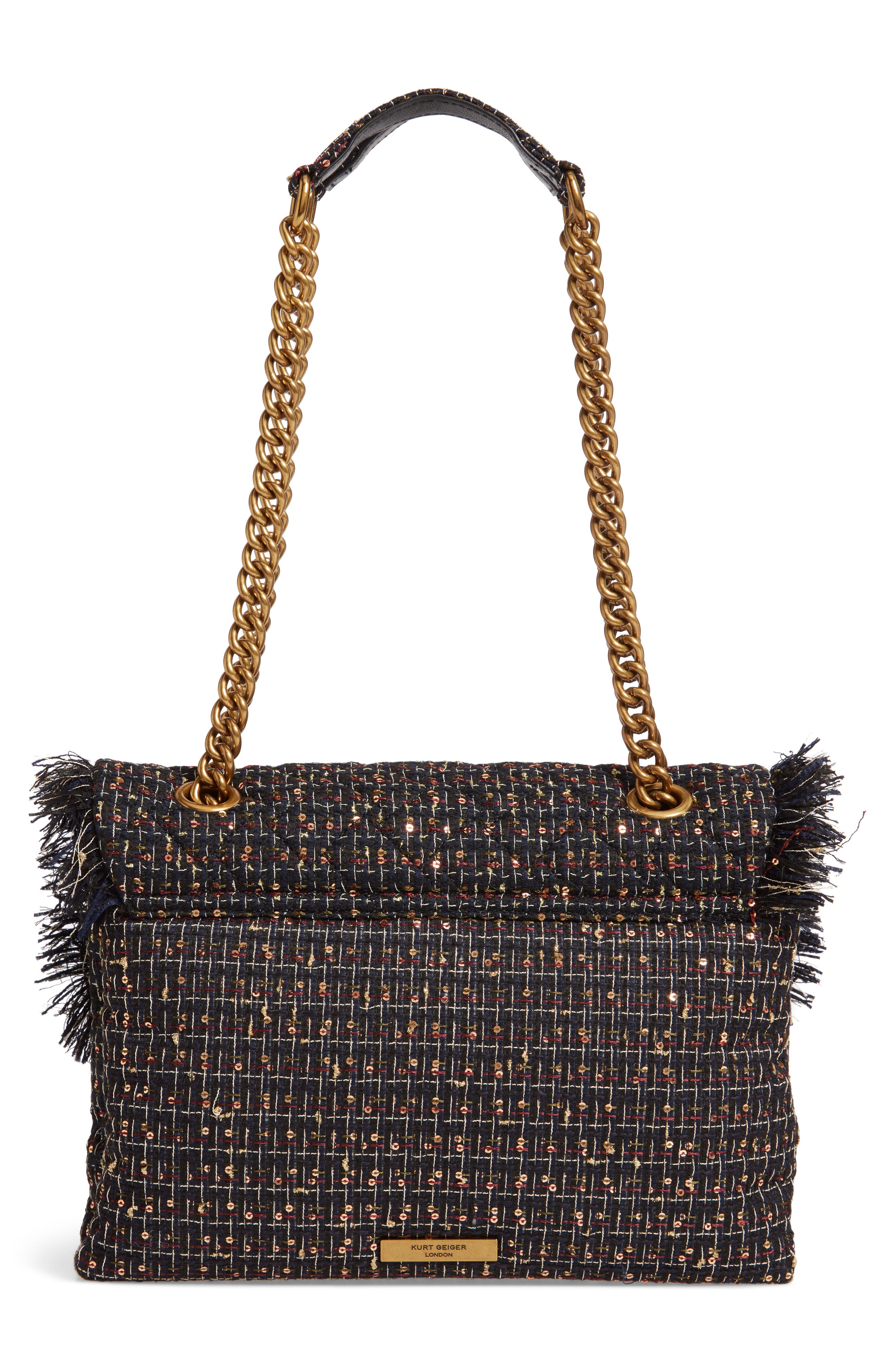 Large Kensington X Tweed Shoulder Bag, Alternate, color, BLUE/ DARK.C