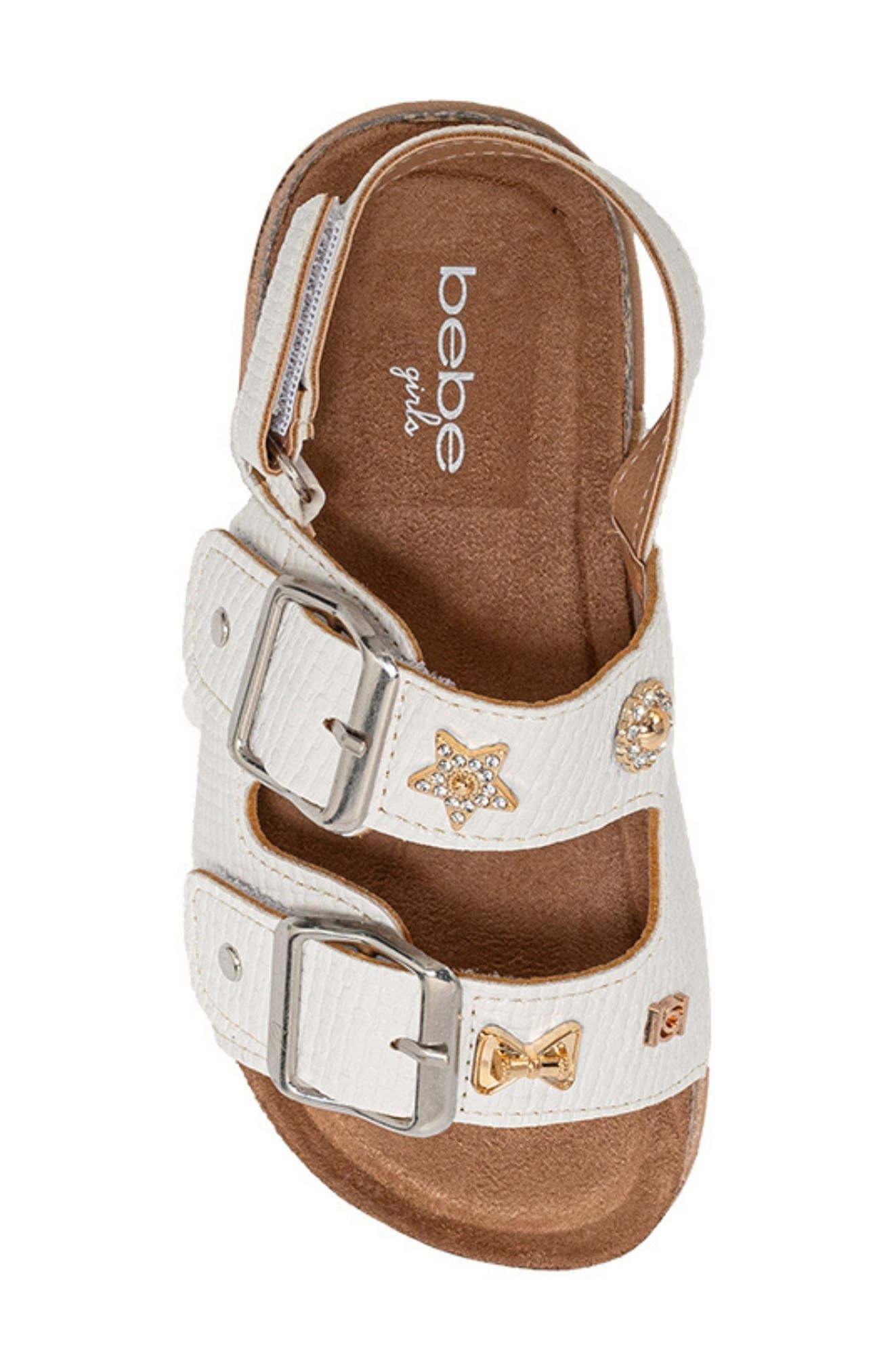 bebe Kids' Rosie Footbed Sandal, Alternate, color, White