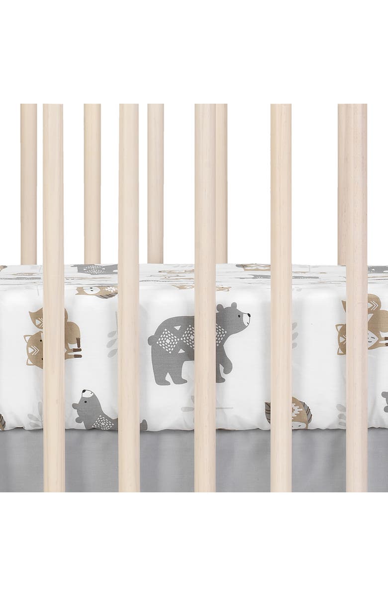 Lambs & Ivy Woodland Forest Animal 100% Cotton Baby Fitted Crib Sheet, Alternate, color, White Multi